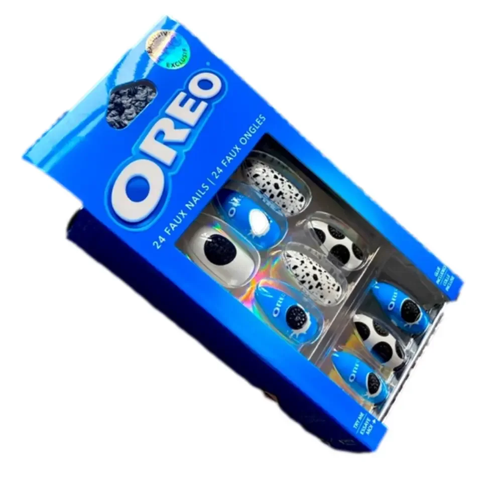 Oreo Cookies Stiletto Vegan Faux Nail Set - 24 Pack - NWT